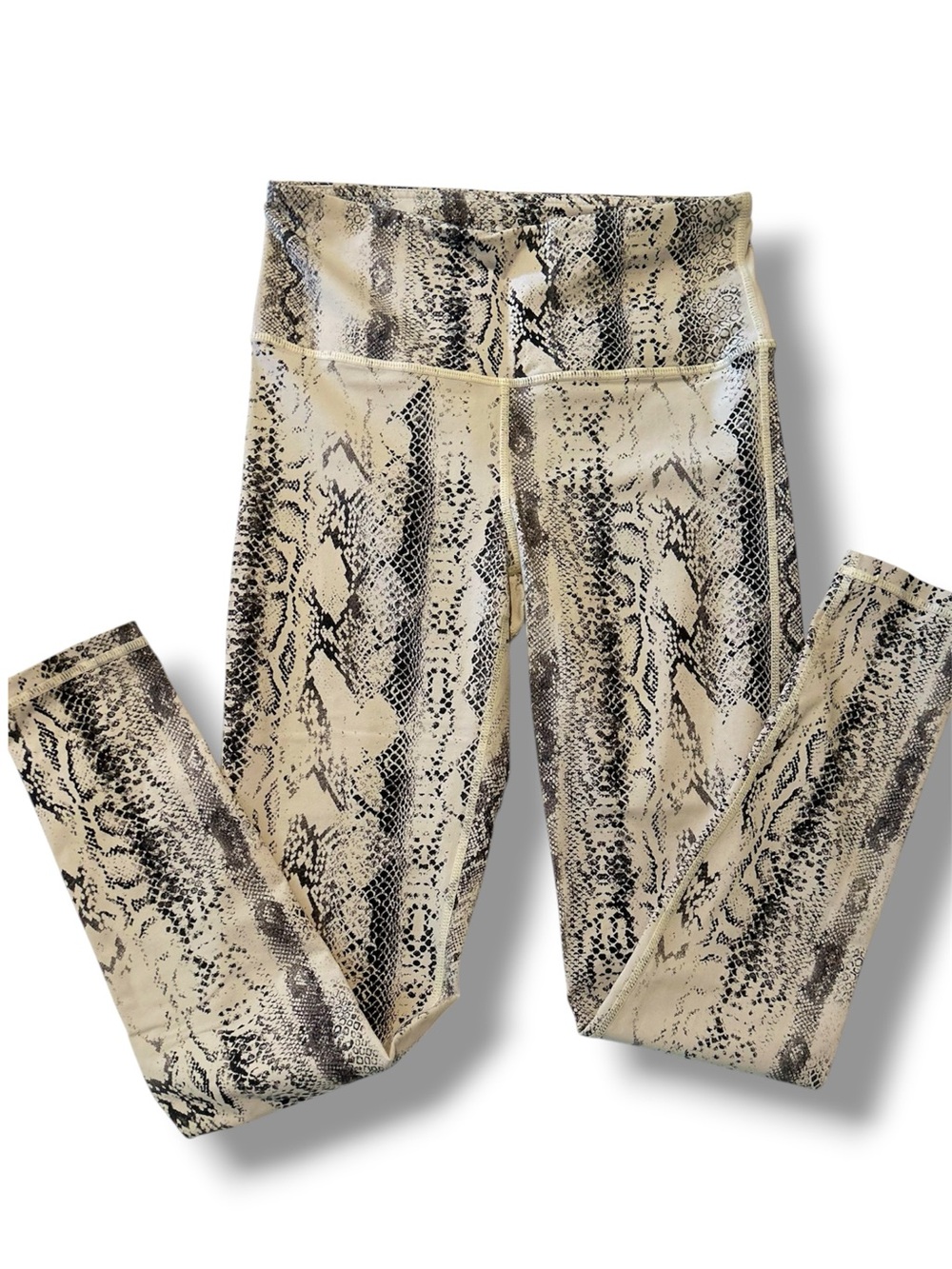 🎀 Pants Store Snake Print High-Waist Leggings - Beige/Black